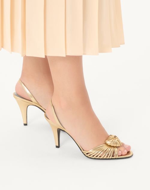 Valentino Garavani - Coeur Royal Sandal In Laminated Nappa Leather 85mm - Antique Brass - Woman - Sandals